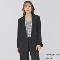 GU ダブルブレスト　テーラードジャケット ブラック　L