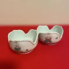 ♦︎【美品❤️九谷焼】 小鉢　花びら型　唐子の絵柄　2客セット　♦︎