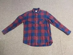 B:MING by BEAMS　赤と青のチェック柄カジュアル長袖シャツ Lサイズ