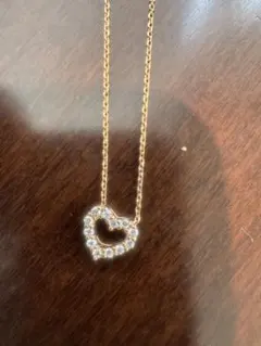 ハート型クリスタルネックレスシルバー925ＰＤ刻印有り