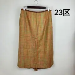 23区 ニジュウサンク スカート 大きいサイズ チェック オレンジ 46 4L