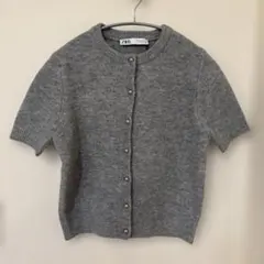 【新品未使用】ZARA グレー 半袖ニットカーディガン M