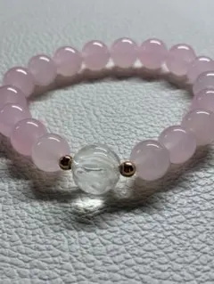水晶薔薇とローズクォーツブレスレット