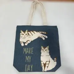 猫イラスト トートバッグ デニム色　新品未使用