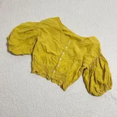 ジーナシス フラワー刺繍ブラウス　ボリューム五分袖　F クロップド丈　a1514