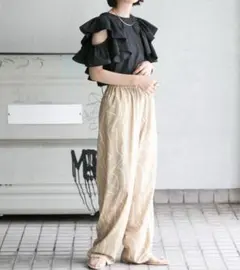 KBF マルチWAYクロップドフリルブラウス ブラック