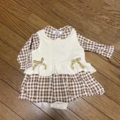 美品　SLAPSLIP チェックワンピースベストセット　80cm