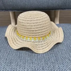 キッズ 麦わら帽子 花柄リボン 50cm