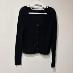 UNIQLO：CユニクロCレースラウンドネックショートカーディガンSブラック