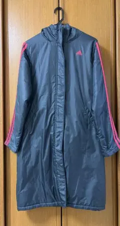 【美品】adidas フード付きロングベンチコート