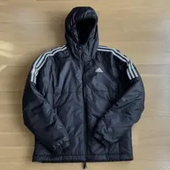 adidas フード付き ブラック 中綿 ナイロンジャケット
