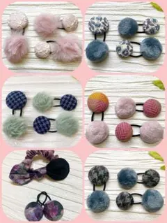 mamerin♪様専用 シュシュ付リバティうさみみリボンくるみボタン3個セット他