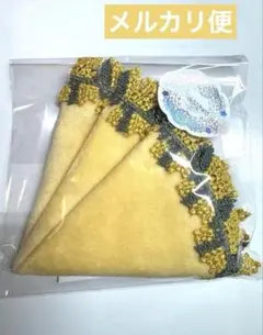 近沢レース サークルタオルハンカチ ミモザ ブーケ　イエロー　新品
