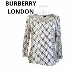 BURBERRY LONDON ノバチェック スクエアネック 九分袖 カットソー