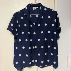 MOUSSY 半袖 シャツ ドット柄 ネイビー
