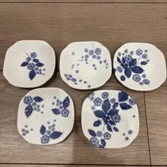 Wedgwood 花柄 角皿 5枚セット