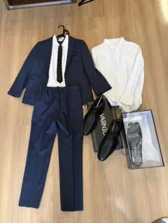 B.T.Z ネイビー チェック柄 スーツ一色5点セット 150cm