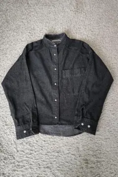 BLANC 黒デニムシャツ　パールボタン