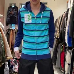 DIESEL 00s S c-boy y2kアーカイブ ボーダー ジップパーカーのサムネイル