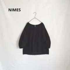 NIMES ニーム コットン スカラップレース刺繍 ブラウス ブラック