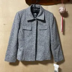 グレー ボタン付きジャケット レディース