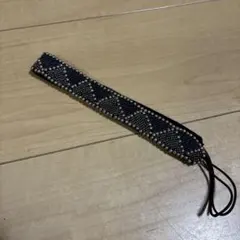 ネイビー シルバー ビーズ ヘアバンド