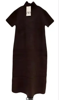 新品タグ付き！ZARA ザラ ハイネック 半袖 ニット ワンピース ブラウン L