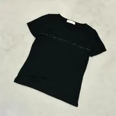 et vous 毛100% ビーズ装飾 半袖ニット〔M相当〕ラメ ブラック 上品のサムネイル