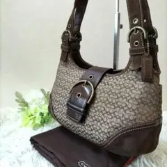 COACH ソーホー ホーボー ワンショルダーバッグ シグネチャー 茶