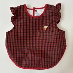 ファミリア赤チェック柄 お食事エプロン