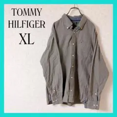 トミニーヒルフィガー 長袖シャツ XL メンズ グレー 美品 カジュアル