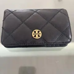 ToryBurch黒いレザー 二つ折り財布 キルティング