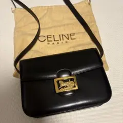 CELINE ブラックレザー ショルダーバッグ　ヴィンテージ品