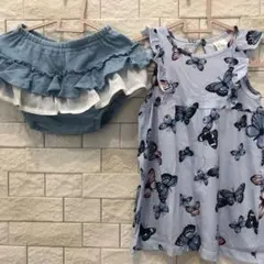 ☆美品 H&M 蝶プリントノースリーブワンピース　80センチ