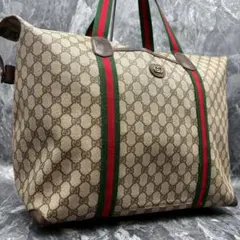 ✨美品✨GUCCI GG シェリーライン ボストンバッグ ブラウン レザー大容量
