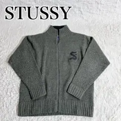 【美品】紺タグ オールドステューシー ドライバーズニットセーター S グレー