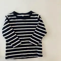 無印　無印良品ボーダー柄 長袖Tシャツ サイズ80 無地　ベビーキッズ　保育園着
