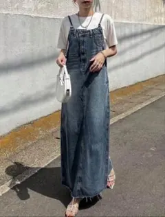 FRIFUL ストレートカットデニムジャンパースカート M ダメージデニム