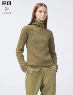 Uniqlo U 3Dメリノブレンドタートルネックセーター XXL オリーブ