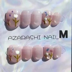 【M-433】ピンクマグネットꕤ︎︎花柄ネイルチップꕤ︎︎Mサイズ