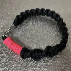 パラコード スマホストラップ　ブラック×ネオンピンク