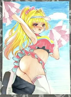 【チアガール】オリジナル 手描きイラスト アナログイラスト オリジナルイラスト