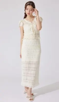 rienda シャーリングカットフリルスカート