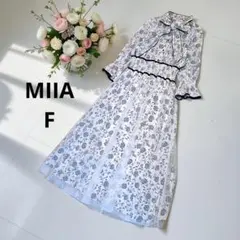 ミーア 花柄総レースワンピース ホワイト リボン チュール フリル 5分袖