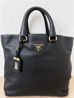 PRADA プラダ VITELLO DAINO 2WAY レザートートバッグ 黒