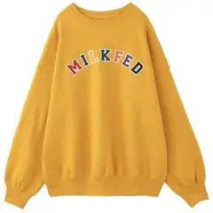 ミルクフェド ロゴ入りスウェット トレーナー アップリケロゴ オレンジ