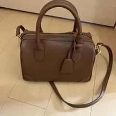 ブラウン フェイク レザー ショルダーバッグ