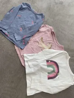 長袖Tシャツ3枚セット（青・ピンク・白）H&M92