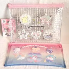 【未使用】サンリオ☆クリアポーチ☆ビニールポーチ☆メッシュ☆グラデーション