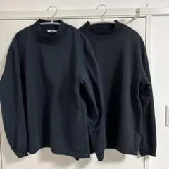 週末セール！(2枚セット)ユニクロU ブラッシュドモックネックTシャツ 長袖 M
